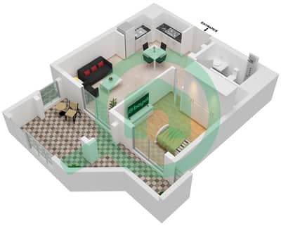 المخططات الطابقية لتصميم الوحدة 101-FLOOR 1 شقة 1 غرفة نوم - لوتس