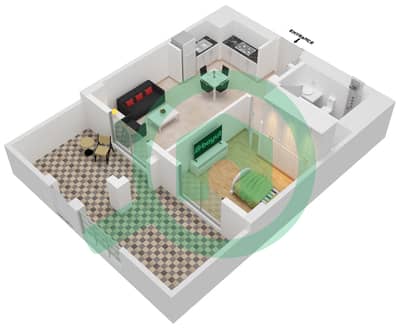 Лотус - Апартамент 1 Спальня планировка Единица измерения 102-FLOOR 1