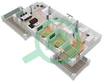 Лотус - Апартамент 2 Cпальни планировка Единица измерения 8-FLOOR 2-6