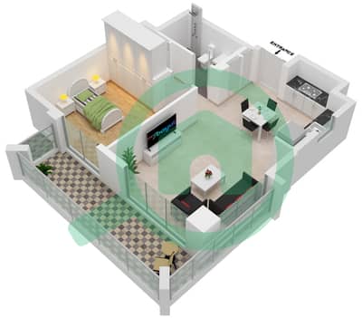 المخططات الطابقية لتصميم الوحدة 2-FLOOR 2-11 شقة 1 غرفة نوم - لوتس