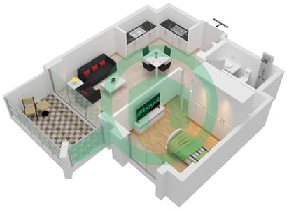 Лотус - Апартамент 1 Спальня планировка Единица измерения 5-FLOOR 2-11