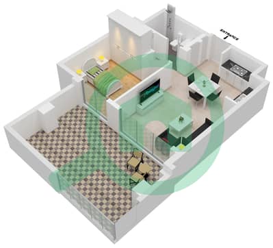 Лотус - Апартамент 1 Спальня планировка Единица измерения 101-FLOOR 01