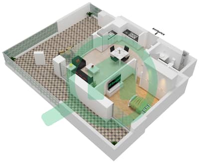 Лотус - Апартамент 1 Спальня планировка Единица измерения 103-FLOOR 01