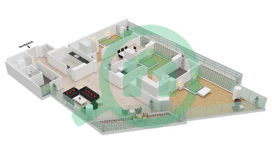 المخططات الطابقية لتصميم النموذج 3C شقة 3 غرف نوم - ليلاك