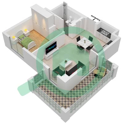 Лотус - Апартамент 1 Спальня планировка Единица измерения 2-FLOOR 2-10