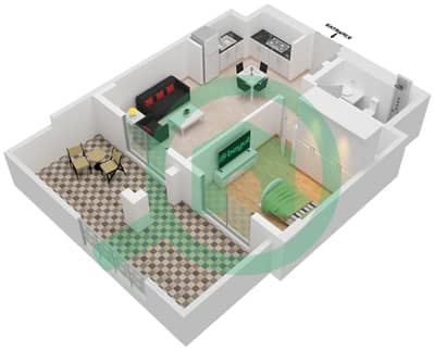 莲花公寓 - 1 卧室公寓单位103-FLOOR -1戶型图