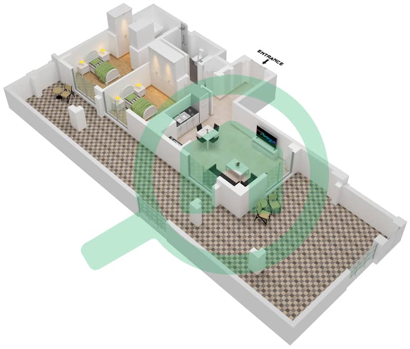 Lotus - 2 Bedroom Apartment Unit 104-FLOOR -1 Floor plan interactive3D