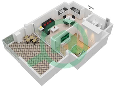 Лотус - Апартамент 1 Спальня планировка Единица измерения 101-FLOOR-01