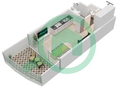 المخططات الطابقية لتصميم النموذج A شقة استوديو - شيك تاور