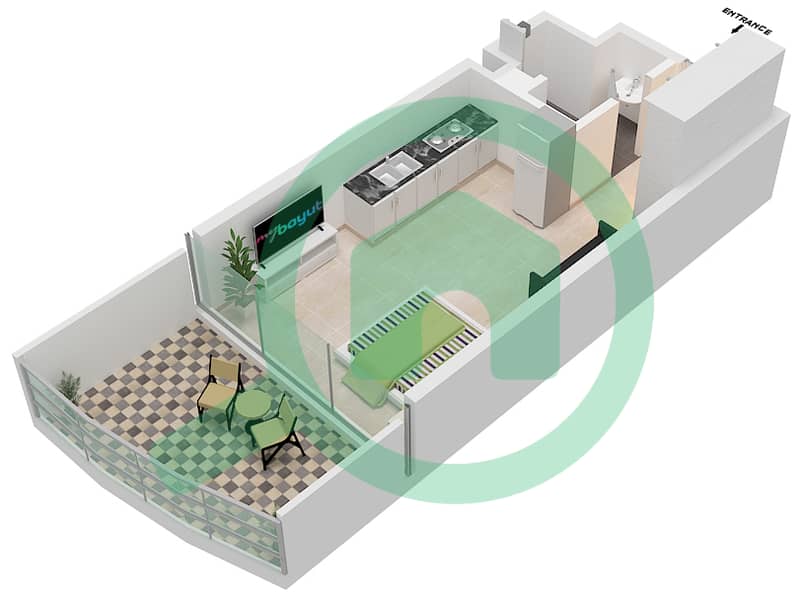 Chic Tower - Studio Apartment Type A Floor plan interactive3D