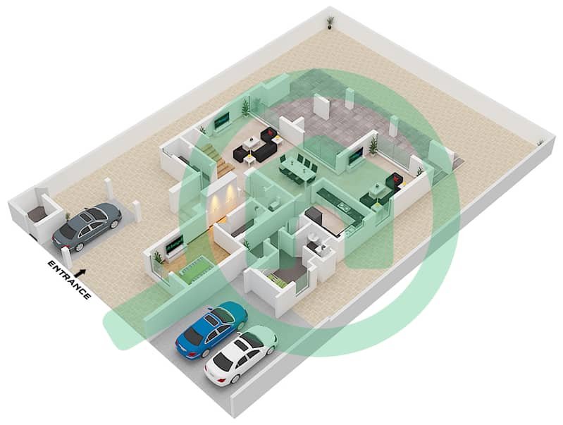 卡亚2号小区 - 5 卧室别墅类型E5M戶型图 Ground Floor interactive3D