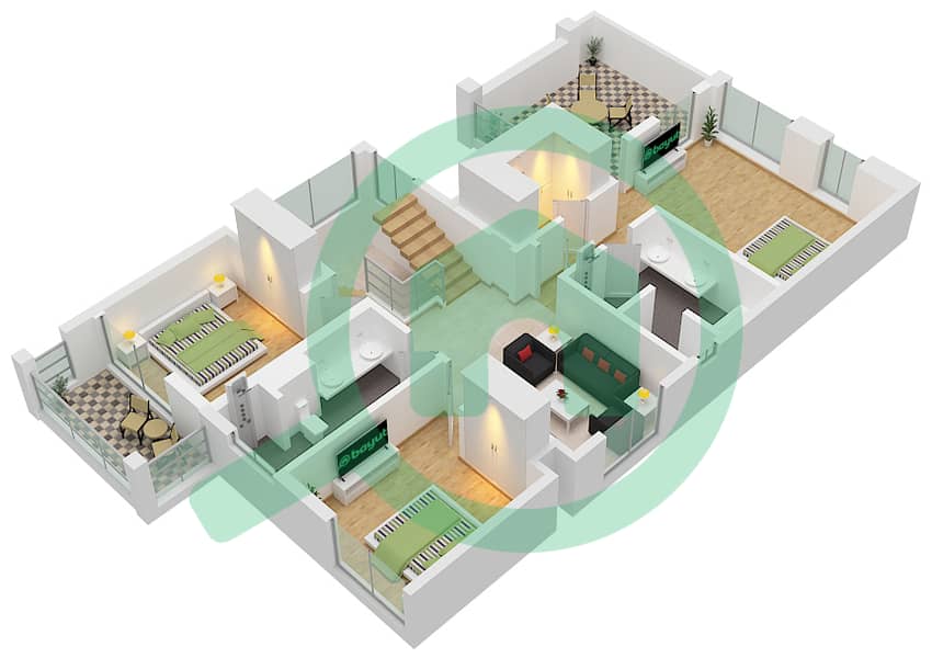 Caya 2 - 4 Bedroom Villa Type E3M-1 Floor plan First Floor interactive3D
