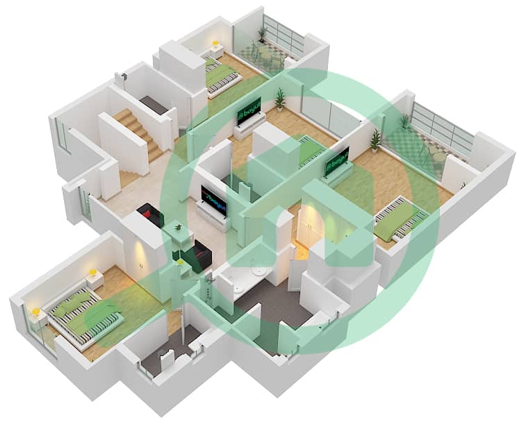 卡亚2号小区 - 5 卧室别墅类型E5M戶型图 First Floor interactive3D