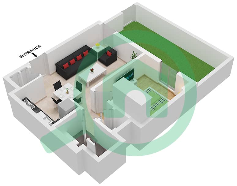 Бейшор 4 - Апартамент 1 Спальня планировка Единица измерения 06 FLOOR 1 Unit 06 Floor 1 interactive3D