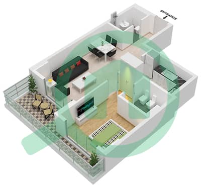 المخططات الطابقية لتصميم النموذج A3 شقة 1 غرفة نوم - مانغروف بليس