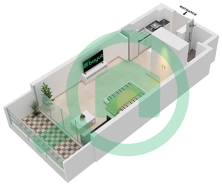Азизи Ривьера 3 - Апартамент Студия планировка Тип 1- TYPICAL FLOOR 2-9 Typical Floor 2-9 interactive3D