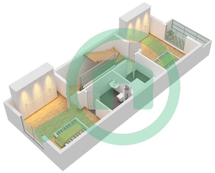 Al Reef Villas - 3 Bedroom Commercial Villa Type 3 Floor plan interactive3D