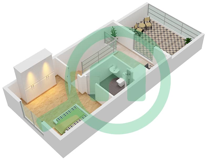 Al Reef Villas - 3 Bedroom Commercial Villa Type 3 Floor plan interactive3D