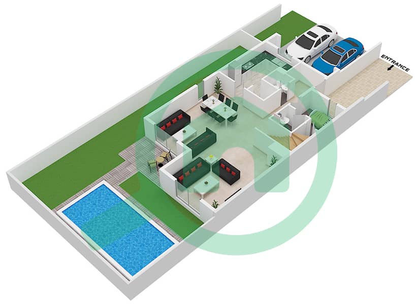 Al Reef Villas - 5 Bedroom Commercial Villa Type M2 Floor plan interactive3D