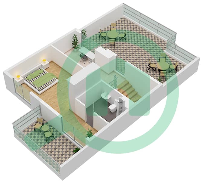 Al Reef Villas - 5 Bedroom Commercial Villa Type M2 Floor plan interactive3D