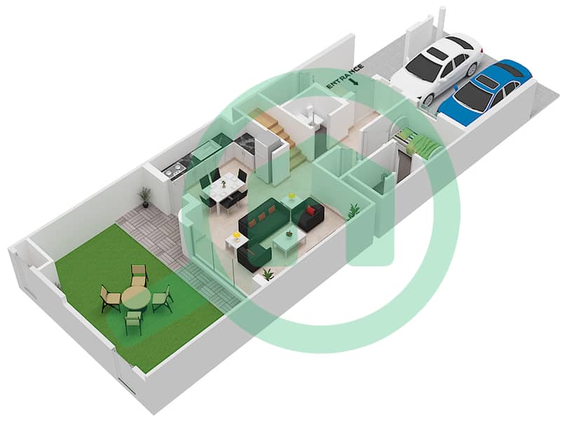 Anya - 3 Bedroom Townhouse Type CLASSIC 1 Floor plan Ground Floor interactive3D