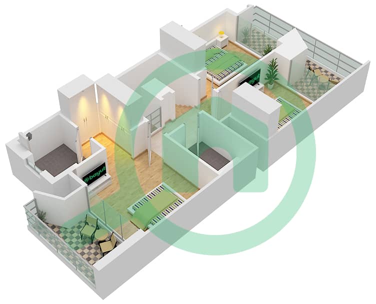 安雅小区 - 3 卧室联排别墅类型CONTEMPORARY 1戶型图 First Floor interactive3D
