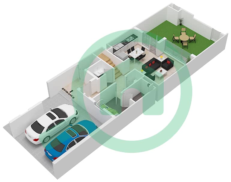 Anya - 3 Bedroom Townhouse Type CONTEMPORARY 1M, Floor plan Ground Floor interactive3D