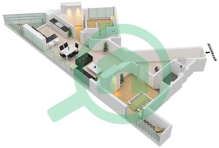المخططات الطابقية لتصميم النموذج B2-FLOOR 1,2-5,6,7-35 شقة 2 غرفة نوم - هارتلاند وافيز