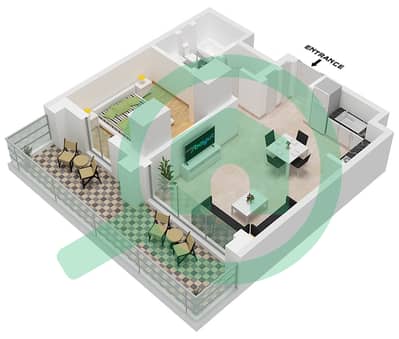 المخططات الطابقية لتصميم النموذج / الوحدة 01-UNIT-4,5-FLOOR 1 شقة 1 غرفة نوم - بناية بارك فيلد 1