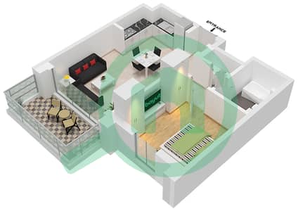 المخططات الطابقية لتصميم النموذج / الوحدة 04-UNIT-1-FLOOR 1 شقة 1 غرفة نوم - بناية بارك فيلد 1