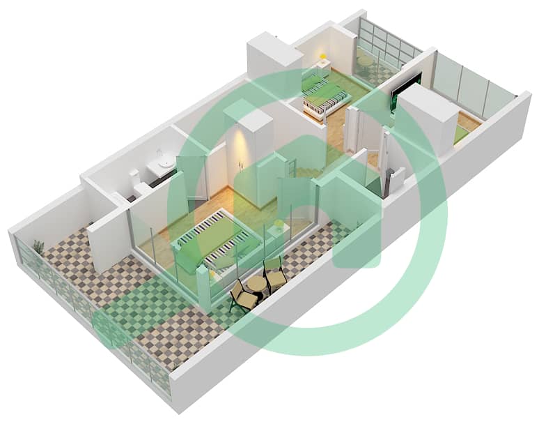 المخططات الطابقية لتصميم النموذج RS-M فیلا 3 غرف نوم - باسوود First Floor interactive3D