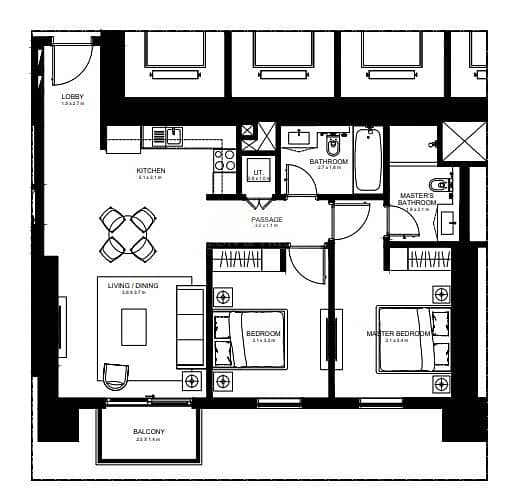 18 2 Bedroom Apartment in Burj Crown by Emaar