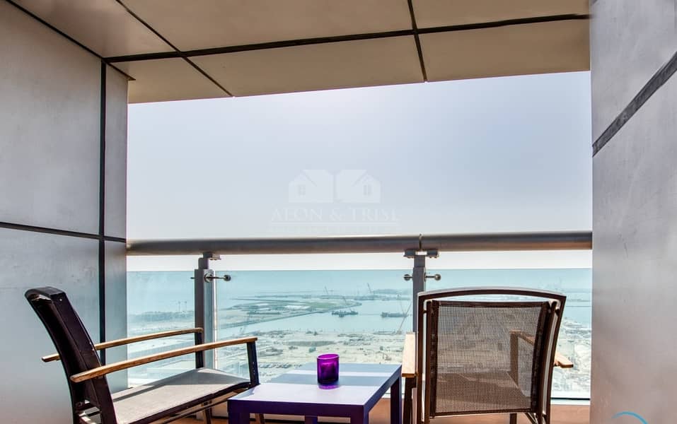 9 Fully furnished| stunning sea view| 2bed princess tower