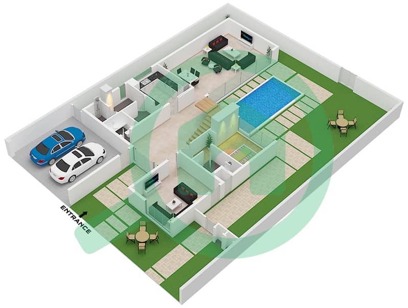Секвойя - Вилла 4 Cпальни планировка Тип 2A Ground Floor interactive3D