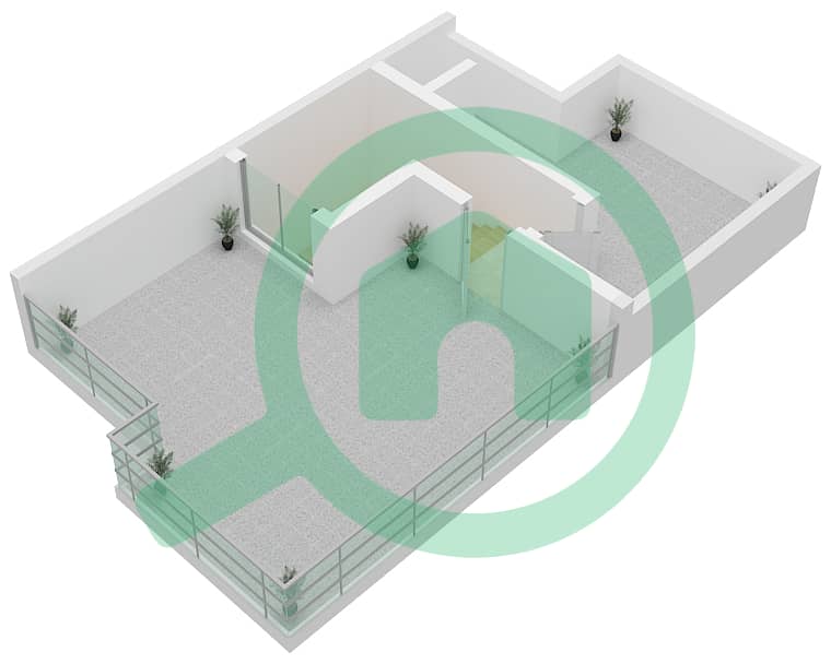 卡梅丽亚社区 - 3 卧室商业别墅类型TH12-E戶型图 Top Roof interactive3D