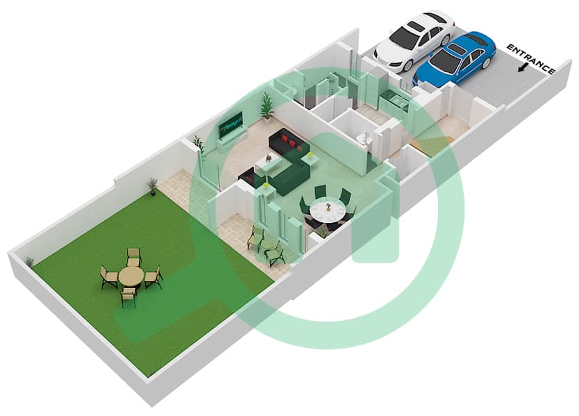 Zinnia - 3 Bedroom Commercial Villa Type RH-M1 Floor plan interactive3D
