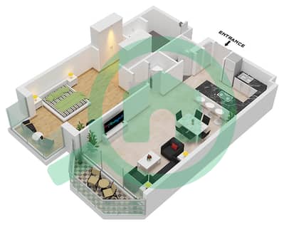 المخططات الطابقية لتصميم النموذج B شقة 1 غرفة نوم - المصدر الثاني