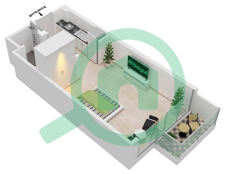 Azizi Riviera 6 - Studio Apartment Type 1 Floor plan interactive3D