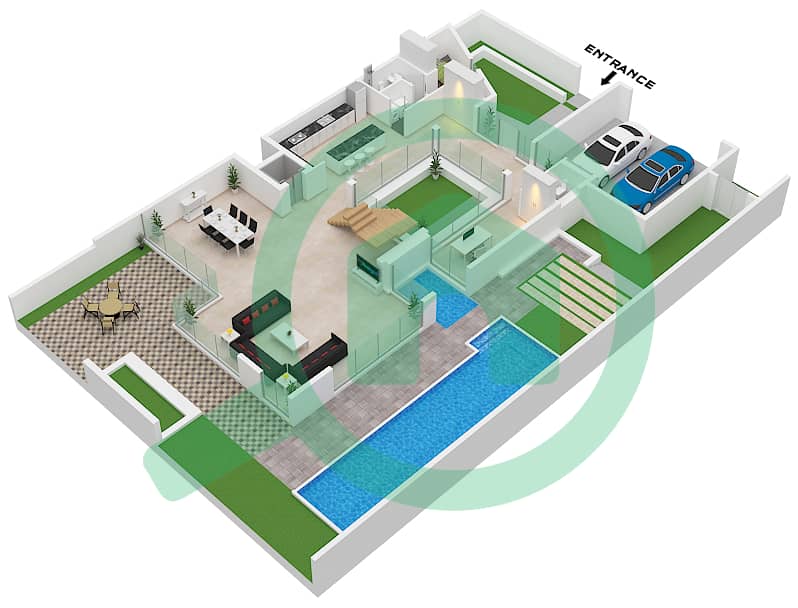 Chorisia I - 5 Bedroom Villa Type A Floor plan Ground Floor interactive3D