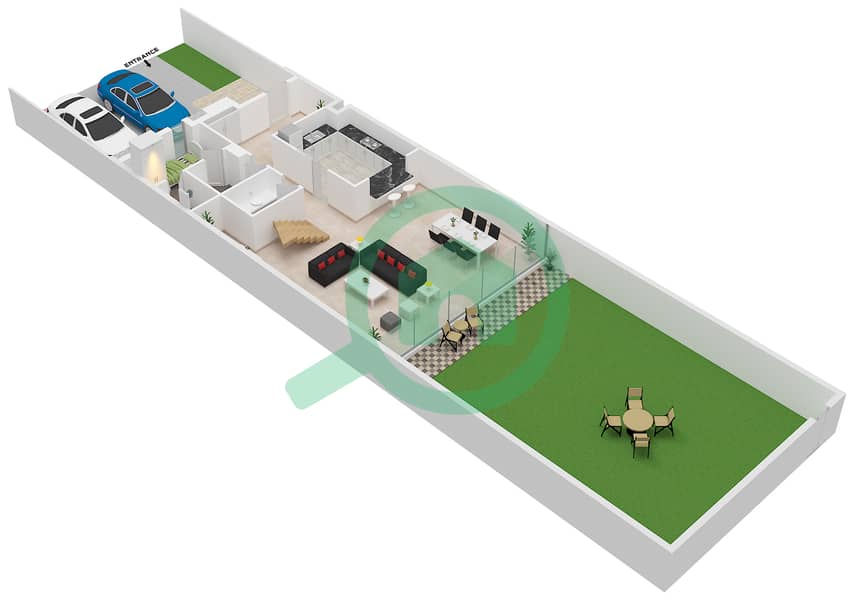 Джури Хиллс - Таунхаус 3 Cпальни планировка Тип B Ground Floor interactive3D
