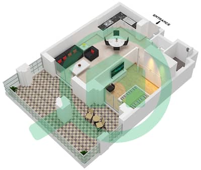 المخططات الطابقية لتصميم النموذج / الوحدة A1 / UNIT-07 GROUND FLOOR شقة 1 غرفة نوم - بناية الجازي 2