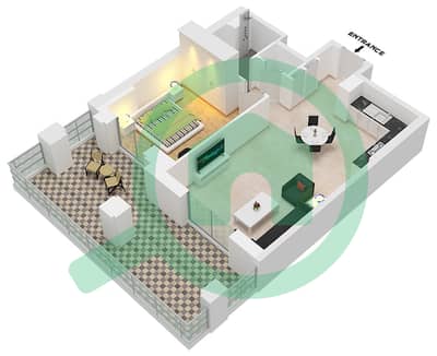 المخططات الطابقية لتصميم النموذج / الوحدة C1 / UNIT-08 GROUND FLOOR شقة 1 غرفة نوم - بناية الجازي 2