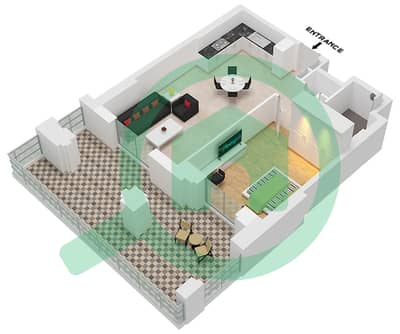 المخططات الطابقية لتصميم النموذج / الوحدة D1-UNIT 12-GROUND FLOOR شقة 1 غرفة نوم - بناية الجازي 2