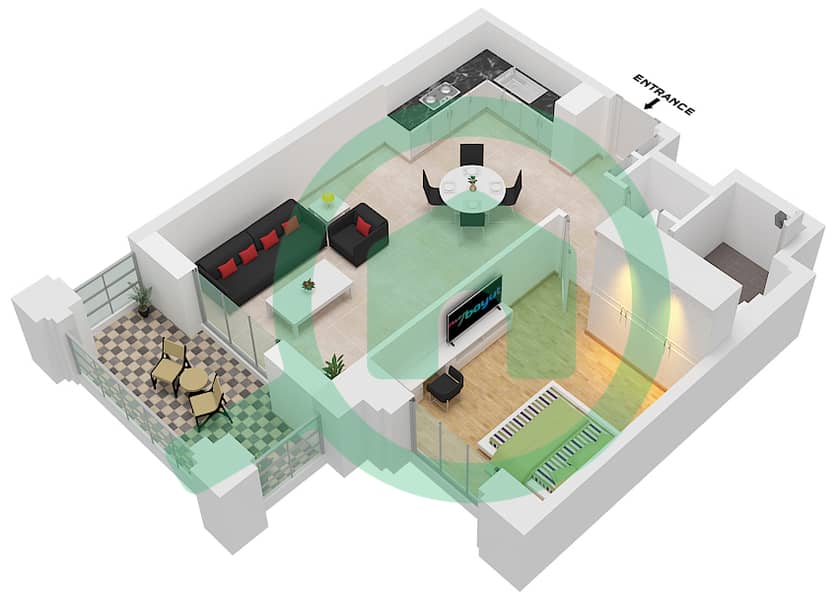 Al Jazi Building 2 - 1 Bedroom Apartment Type/unit D1 / UNIT-112,212 Floor plan Floor1-2 interactive3D