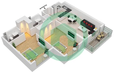 المخططات الطابقية لتصميم النموذج H(M) شقة 2 غرفة نوم - ذا هاميلتون