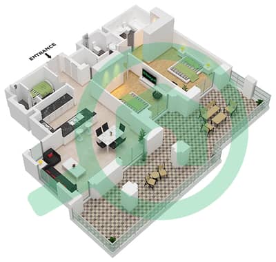 Al Jazi Building 2 - 2 Bedroom Apartment Type/unit B1 / UNIT-02 Floor plan