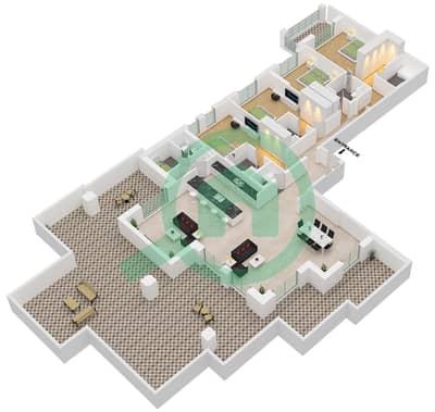 المخططات الطابقية لتصميم النموذج / الوحدة C1 / UNIT-809 شقة 4 غرف نوم - بناية الجازي 2