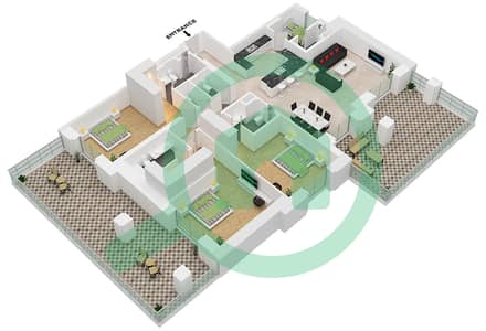 المخططات الطابقية لتصميم النموذج / الوحدة D1 / UNIT-10 شقة 3 غرف نوم - بناية الجازي 2