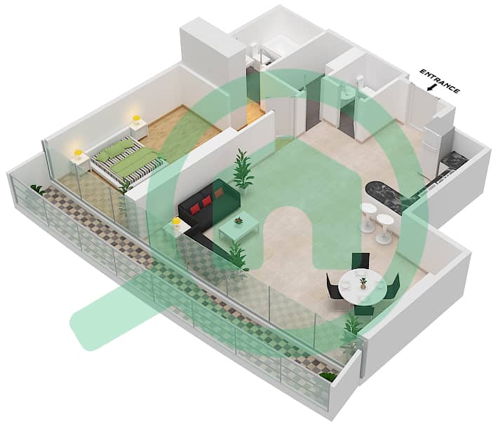 المخططات الطابقية لتصميم الوحدة 1410 FLOOR-14TH شقة 1 غرفة نوم - مارينا باي من داماك Floor-14th interactive3D