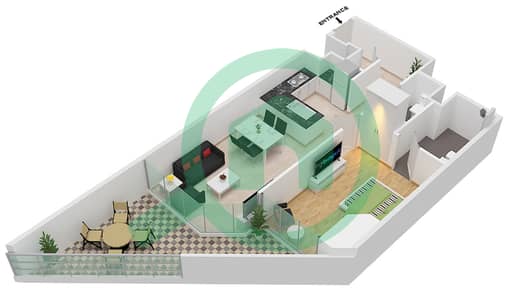DAMAC珊瑚礁公寓 - 1 卧室公寓类型A1,A2-FLOOR 2-18,20-48戶型图